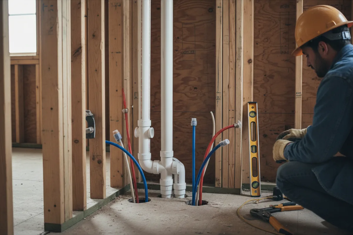 Drain and supply rough-in during Leak Detection in Uncasville